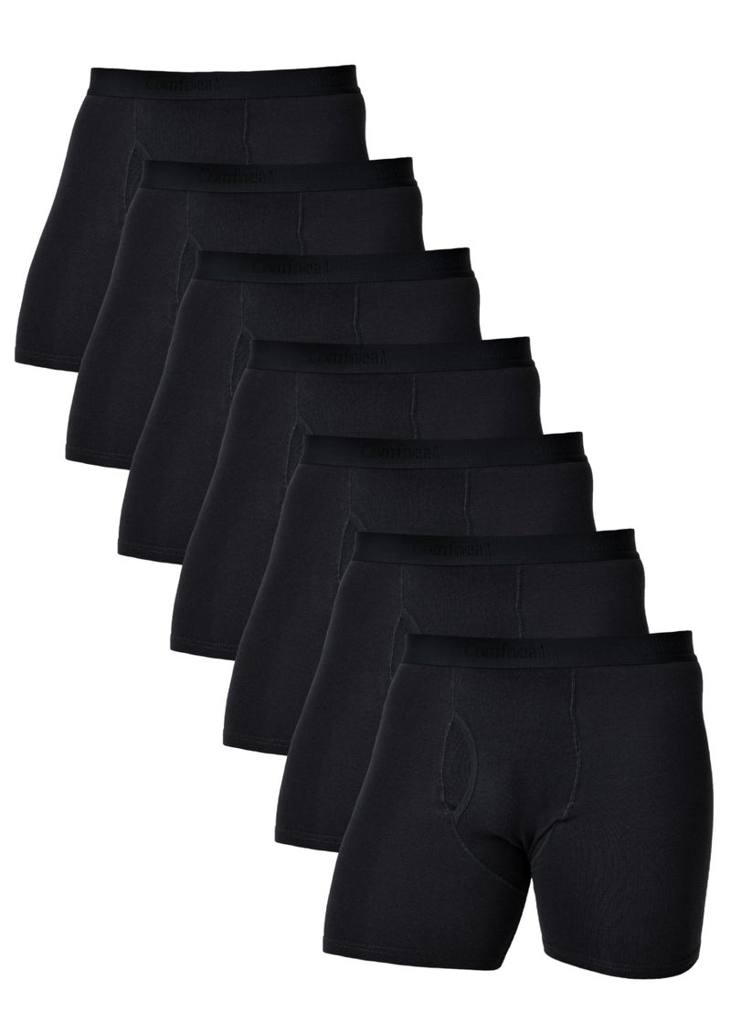 Comfneat Men's 7-Pack Boxer Briefs Super Stretchy Cotton Spandex Comfy Underwear (Black Pack-7, M) - Image 1
